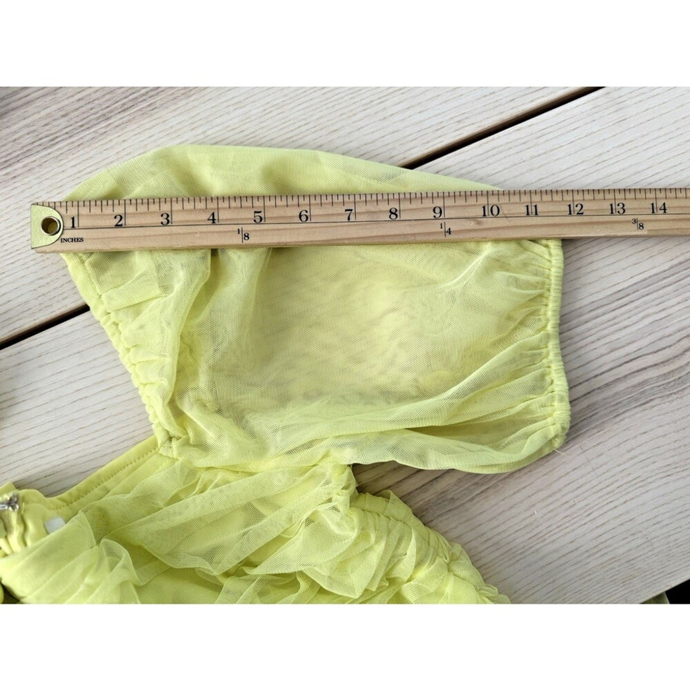 Anaya cut-out puff sleeve women midi dress in light yellow green size 10 - Picture 10 of 13